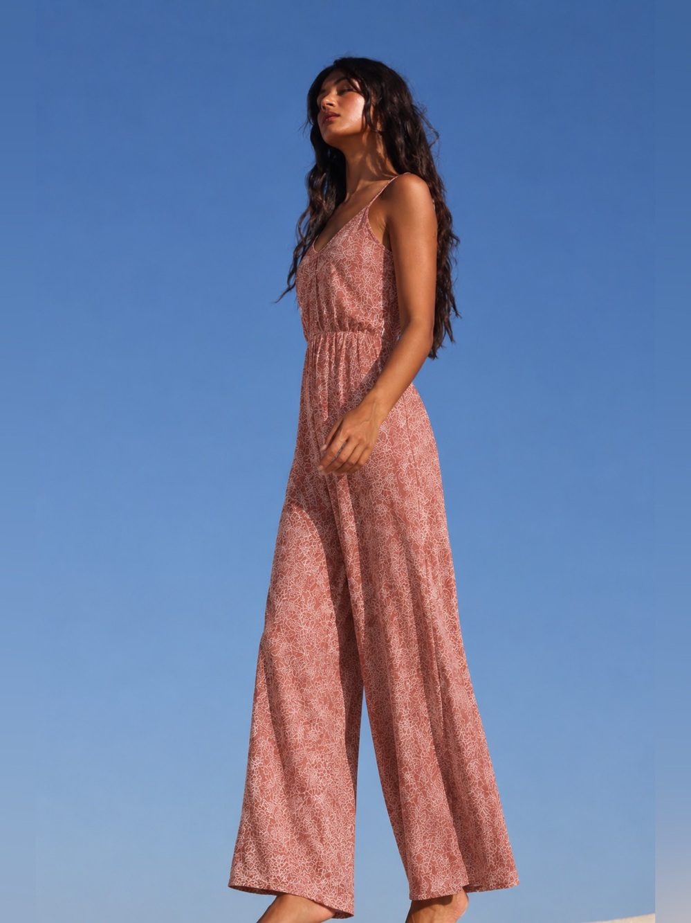 JAPNA | Women’s Spaghetti-Strap Jumpsuit in Dusty Rose